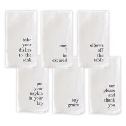 Good Manners White Cloth Napkins, Set Of 6