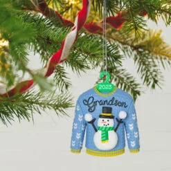 Hallmark popular shop -Hallmark shop Grandson Snowman Sweater 2023 Keepsake Ornament 1399QGO2557 02