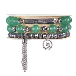 Soul Stacks Gratitude Beaded Stretch Bracelets, Set Of 3 -Hallmark shop Gratitude GreenSilver Beaded Stretch Bracelets STXGRT 03