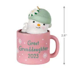 Hallmark Great-Granddaughter Hot Cocoa Mug 2023 Ornament -Hallmark shop GreatGranddaughter Snowman in Mug Keepsake Ornament 1399QGO2559 03