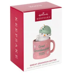 Hallmark Great-Granddaughter Hot Cocoa Mug 2023 Ornament -Hallmark shop GreatGranddaughter Snowman in Mug Keepsake Ornament 1399QGO2559 04