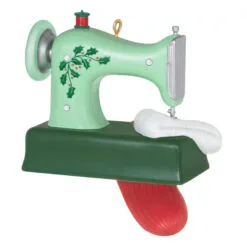 Hallmark Sew Very Merry! Ornament -Hallmark shop Green Sewing Machine and Stocking Keepsake Ornament 1799QGO2927 06