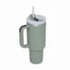 Green Insulated Stainless Steel Travel Mug With Straw, 40 Oz. -Hallmark shop Green Stainless Steel Travel Mug With Handle and Straw P29 01