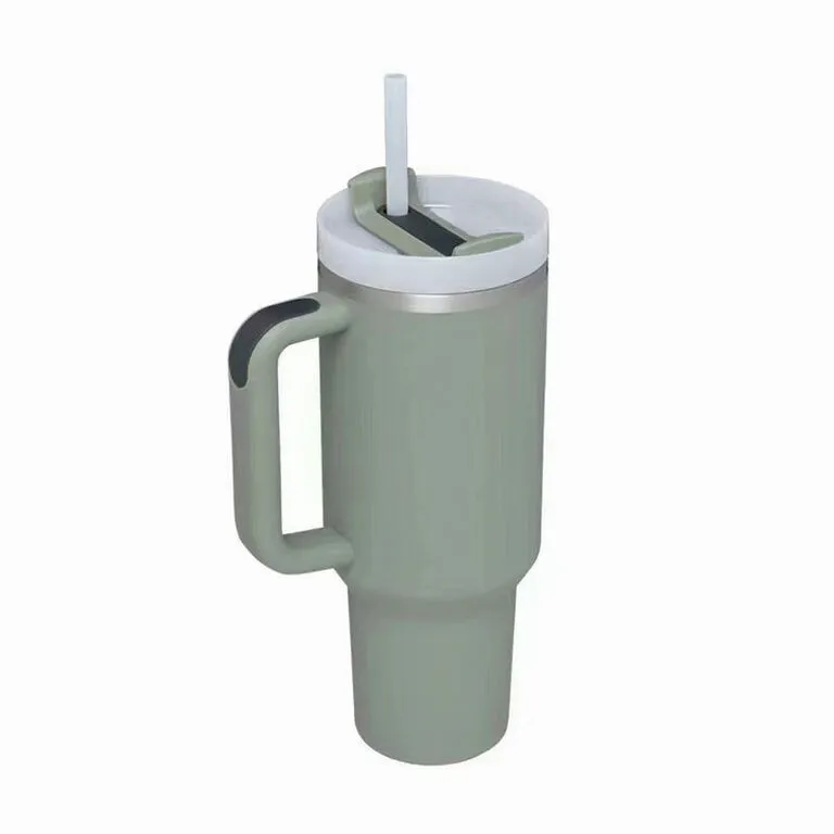 Green Insulated Stainless Steel Travel Mug With Straw, 40 Oz. 3 Green Insulated Stainless Steel Travel Mug With Straw, 40 Oz.