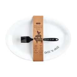 Mud Pie BBQ Serving Platter & Silicone Brush, Set Of 2