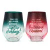 Hallmark Channel Stemless Wine Glasses, Set Of 2 -Hallmark shop Hallmark Channel Red and Green Stemless Wine Glasses 1XKT3526 01