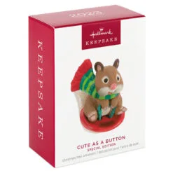 Hallmark Cute As A Button Special Edition Ornament -Hallmark shop Hamster on Button Sled Keepsake Ornament 1599QXE3317 04