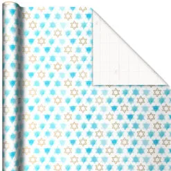 Hallmark Blue Hanukkah Designs 3-Pack Wrapping Paper Assortment, 120 Sq. Ft. -Hallmark shop Hanukkah Designs Wrapping Paper Assortment 5JXW1257 03