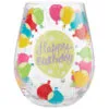 Lolita Happy Birthday Balloons Handpainted Stemless Wine Glass, 20 Oz. 2 Lolita Happy Birthday Balloons Handpainted Stemless Wine Glass, 20 Oz. -Hallmark shop Happy Birthday Balloons Painted Stemless Wine Glass 6008682 01