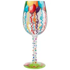Lolita Happy Birthday Balloons And Streamers Handpainted Wine Glass, 15 Oz. 5 Lolita Happy Birthday Balloons And Streamers Handpainted Wine Glass, 15 Oz. -Hallmark shop Happy Birthday Balloons and Streamers Painted Wine Glass 6009211 02