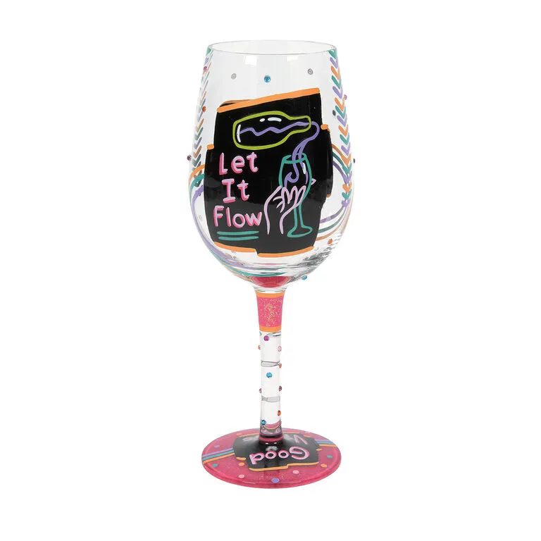 Lolita Happy Hour Handpainted Wine Glass, 15 Oz. 3 Lolita Happy Hour Handpainted Wine Glass, 15 Oz.