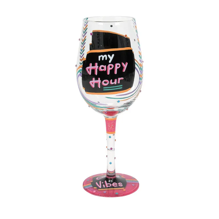 Lolita Happy Hour Handpainted Wine Glass, 15 Oz. 4 Lolita Happy Hour Handpainted Wine Glass, 15 Oz. - Image 2