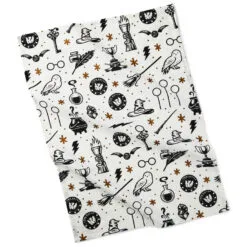 Hallmark Harry Potter™ Wizarding World™ Icons Tea Towel -Hallmark shop Harry Potter BlackWhiteGold Symbols Tea Towel 1HPO1111 02
