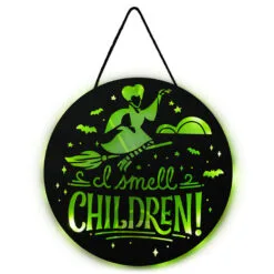 Hallmark Disney Hocus Pocus I Smell Children Porch Decor With Light 8 Hallmark Disney Hocus Pocus I Smell Children Porch Decor With Light -Hallmark shop Hocus Pocus LightUp Metal Door Sign 1HGN1526 03