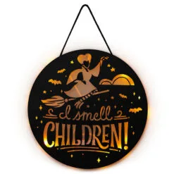 Hallmark Disney Hocus Pocus I Smell Children Porch Decor With Light 9 Hallmark Disney Hocus Pocus I Smell Children Porch Decor With Light -Hallmark shop Hocus Pocus LightUp Metal Door Sign 1HGN1526 04