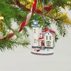 Hallmark Holiday Lighthouse 2023 Ornament With Light -Hallmark shop Holiday Lighthouse Keepsake Ornament 2799QXR8237 02