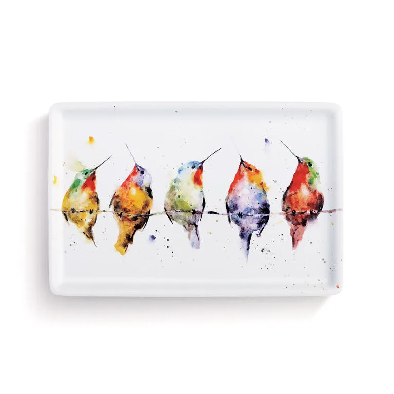 Demdaco Hummers On A Wire Ceramic Tray, 7.5x5 3 Demdaco Hummers On A Wire Ceramic Tray, 7.5x5