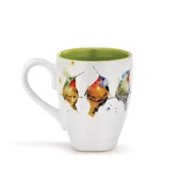 Demdaco Hummers On A Wire Mug 16 Oz. 5 Demdaco Hummers On A Wire Mug 16 Oz. -Hallmark shop Hummingbirds on White Mug With Green Interior 1004610071 02