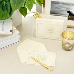 Hallmark Bulk Ivory And Gold Blank Wedding Thank-You Notes, Box Of 100 15 Hallmark Bulk Ivory And Gold Blank Wedding Thank-You Notes, Box Of 100 -Hallmark shop Ivory and Gold Blank Wedding ThankYou Notes Bulk Pack 5STZ1065 07