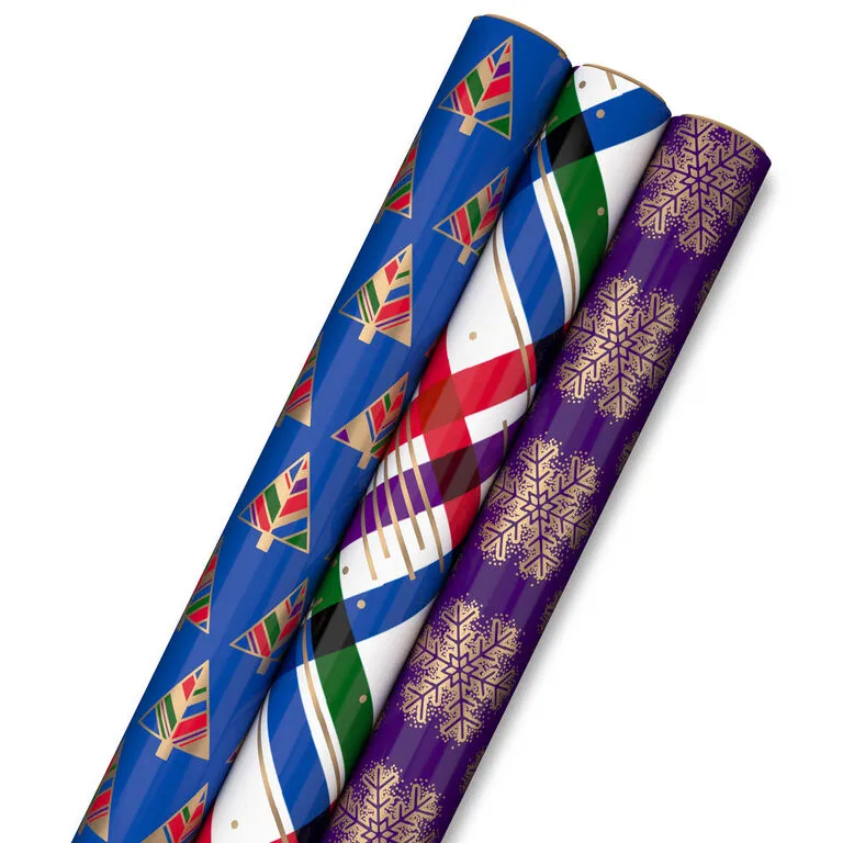 Hallmark Jewel Tones Assorted 3-Pack Christmas Wrapping Paper, 120 Sq. Ft. 3 Hallmark Jewel Tones Assorted 3-Pack Christmas Wrapping Paper, 120 Sq. Ft.