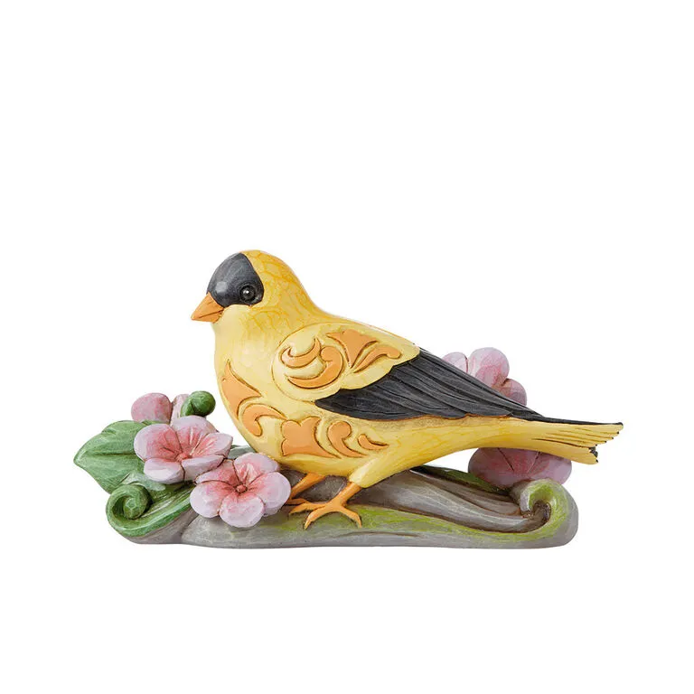 Enesco Jim Shore Goldfinch With Spring Flowers Figurine, 3.5" 3 Enesco Jim Shore Goldfinch With Spring Flowers Figurine, 3.5"