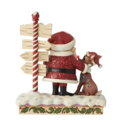 Enesco Jim Shore Rudolph, Santa And North Pole Sign Figurine, 7.68" -Hallmark shop Jim Shore Rudolph Santa North Pole Sign Figurine 6012715 02