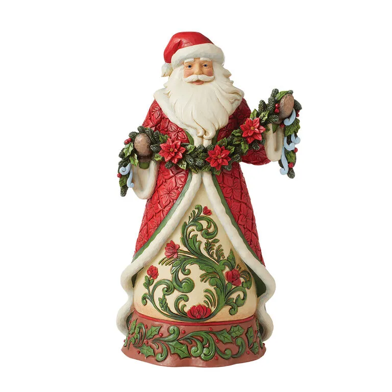 Enesco Jim Shore Santa With Poinsettia Garland Figurine, 12.2" 3 Enesco Jim Shore Santa With Poinsettia Garland Figurine, 12.2"
