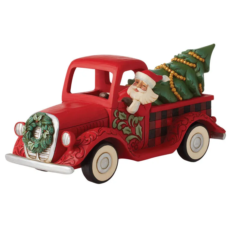 Enesco Jim Shore Highland Glen Santa Driving Red Truck Figurine, 5.71" H 3 Enesco Jim Shore Highland Glen Santa Driving Red Truck Figurine, 5.71" H