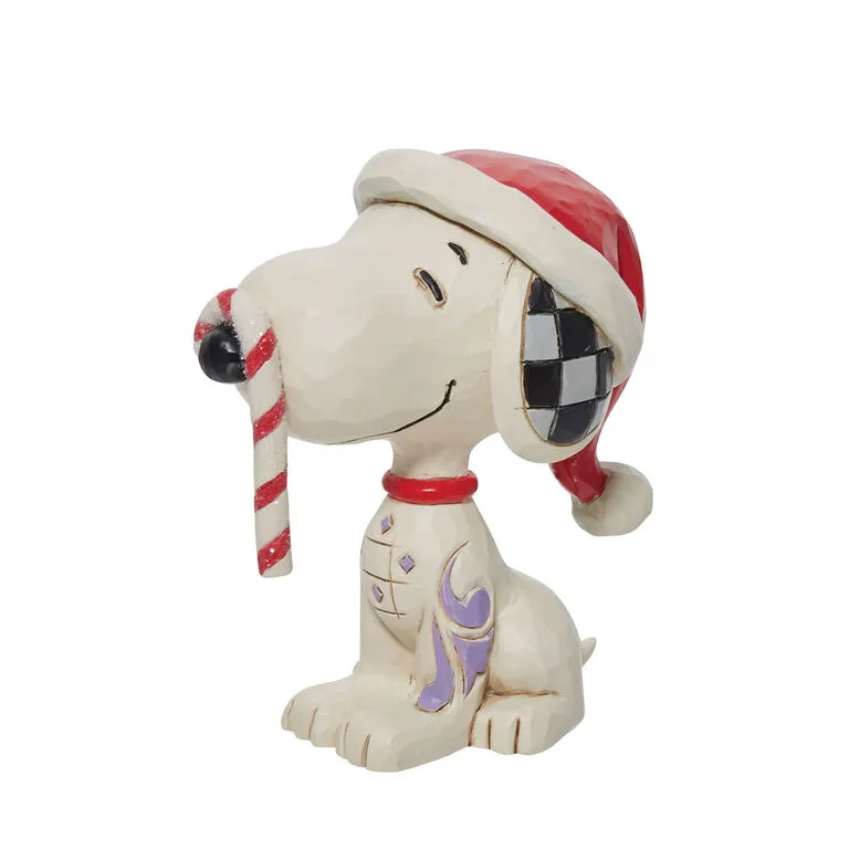 Enesco Jim Shore Peanuts Snoopy With Candy Cane Mini Figurine, 2.75" 3 Enesco Jim Shore Peanuts Snoopy With Candy Cane Mini Figurine, 2.75"