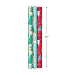 Hallmark Winter Friends 3-Pack Reversible Kids Christmas Wrapping Paper Assortment, 120 Sq. Ft. 10 Hallmark Winter Friends 3-Pack Reversible Kids Christmas Wrapping Paper Assortment, 120 Sq. Ft. -Hallmark shop Kids Reversible Christmas Gift Wrap Assortment 5JXW1073 03