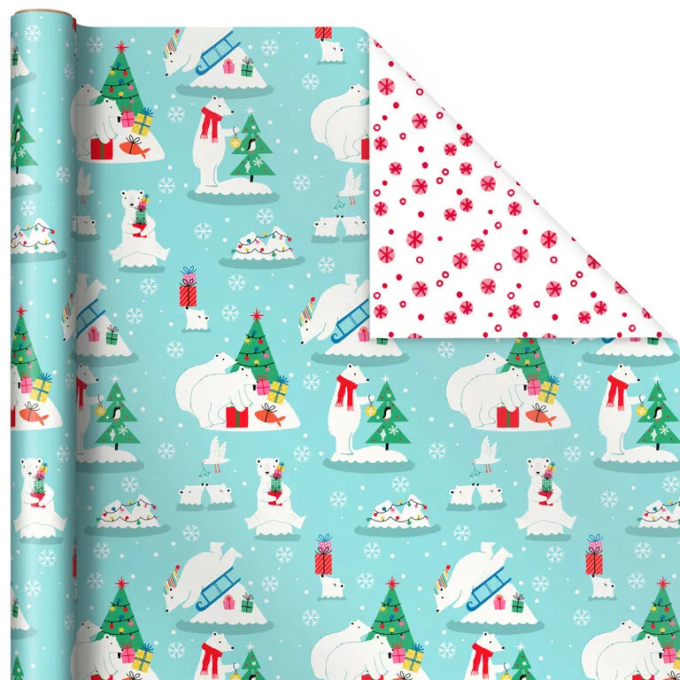 Hallmark Winter Friends 3-Pack Reversible Kids Christmas Wrapping Paper Assortment, 120 Sq. Ft. 7 Hallmark Winter Friends 3-Pack Reversible Kids Christmas Wrapping Paper Assortment, 120 Sq. Ft. - Image 5
