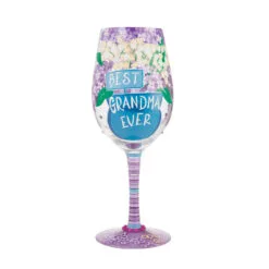 Lolita Best Grandma Ever Handpainted Wine Glass, 15 Oz.