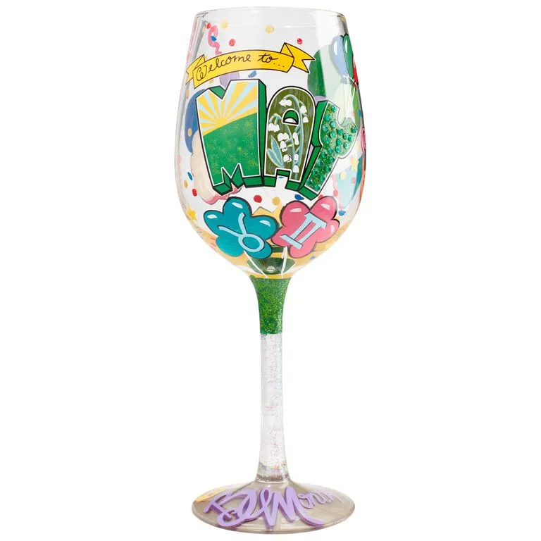 Lolita® May Birthday Month Handpainted Wine Glass, 15 Oz. 3 Lolita® May Birthday Month Handpainted Wine Glass, 15 Oz.