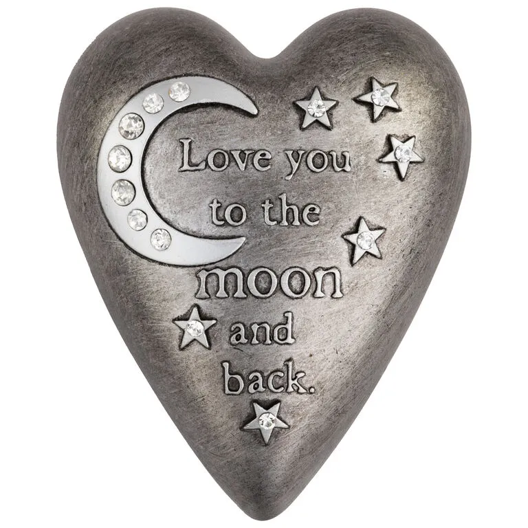 Love You To The Moon Art Heart Trinket Box, 3.5" 3 Love You To The Moon Art Heart Trinket Box, 3.5"