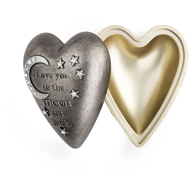 Love You To The Moon Art Heart Trinket Box, 3.5" 5 Love You To The Moon Art Heart Trinket Box, 3.5" - Image 3