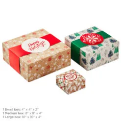 Hallmark Merry And Bright 3-Pack Christmas Gift Boxes, Assorted Sizes And Designs 10 Hallmark Merry And Bright 3-Pack Christmas Gift Boxes, Assorted Sizes And Designs -Hallmark shop Merry and Bright Assorted Christmas Gift Boxes 5XBC1129 03