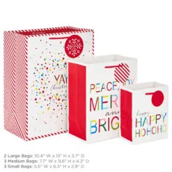 Hallmark Merry And Bright 8-Pack Christmas Gift Bags, Assorted Sizes And Designs -Hallmark shop Merry and Bright Assortment Christmas Gift Bags 5XGB1402 03