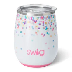 Swig Confetti Stainless Steel Stemless Wine Glass, 14 Oz.