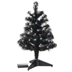 Hallmark Miniature Black Pre-Lit Christmas Tree, 18.75" -Hallmark shop Miniature Black PreLit Christmas Tree 2499QSB6246 06