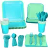 Hallmark Color Pop 96-Piece Tableware Basics Party Kit, Sea Green And Aqua -Hallmark shop Mint Green and Aqua Party in a Box Party Supplies 5CLP1005 01