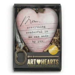 Demdaco Mom Dear You Art Heart Sculpture, 3.5" -Hallmark shop Mom Dear You Art Heart Sculpture With Tassel and Key 1008000003 03