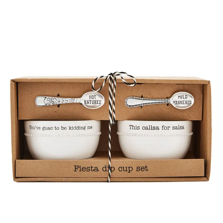 Mud Pie Fiesta Salsa & Guacamole Dip Cups With Spoons, Set Of 2 3 Mud Pie Fiesta Salsa & Guacamole Dip Cups With Spoons, Set Of 2