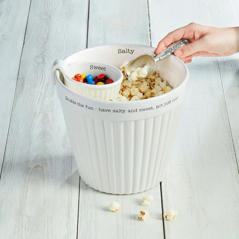 Mud Pie Popcorn And Candy Ceramic Bowl Set With Scoop 4 Mud Pie Popcorn And Candy Ceramic Bowl Set With Scoop - Image 2