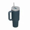 Navy Insulated Stainless Steel Travel Mug With Straw, 40 Oz. -Hallmark shop Navy Stainless Steel Travel Mug With Handle and Straw P28 01