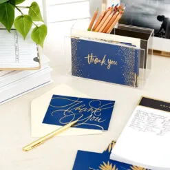 Hallmark Bulk Navy And Gold Assorted Blank Thank-You Notes, Box Of 120 -Hallmark shop Navy and Gold Assorted Blank ThankYou Notes Bulk Pack 5STZ1064 07
