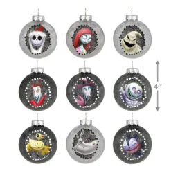 Hallmark Disney Tim Burton's The Nightmare Before Christmas Halloween Town Glass Ornaments, Set Of 9 -Hallmark shop Nightmare Before Christmas Glass Ball Keepsake Ornaments 2999QSB6289 03