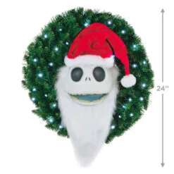 Hallmark Disney Tim Burton's The Nightmare Before Christmas Jack Skellington Wreath With Light, Sound And Motion, 24" -Hallmark shop Nightmare Before Christmas Jack Skellington Talking Wreath 1QFM3343 03