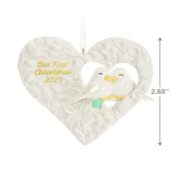 Hallmark Our First Christmas Birds In Heart 2023 Porcelain Ornament -Hallmark shop Our 1st Christmas Birds in Heart Keepsake Ornament 2299QGO2877 03