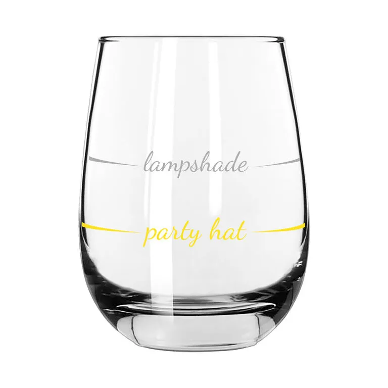 Party Hat Lampshade Stemless Wine Glass, 16 Oz. 3 Party Hat Lampshade Stemless Wine Glass, 16 Oz.