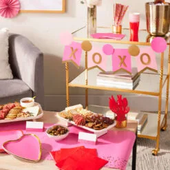 Hallmark Color Pop 60-Piece Tableware Premium Party Kit, Pink Heart -Hallmark shop Party Supplies in a Box Heart Plates and Napkins 5CLP1010 03